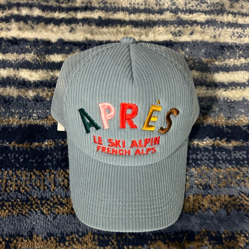 Anthropologie Après Embroidered Blue Cap